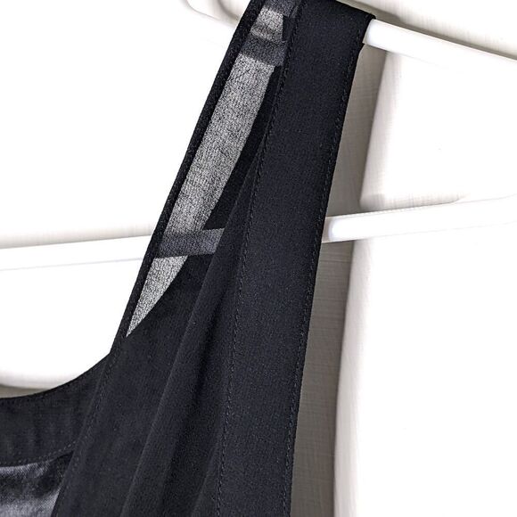 Embroidered Black & White Sleeveless Sheer V Back Cocktail Dress Size M - Picture 12 of 13